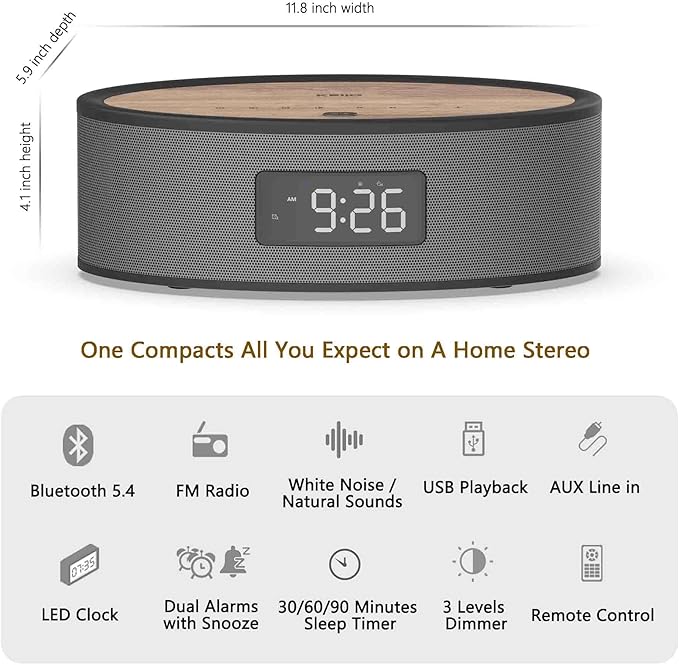 ZenWake™ – Smart Alarm Clock with Bluetooth Speaker & White Noise