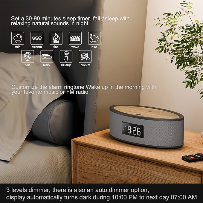 ZenWake™ – Smart Alarm Clock with Bluetooth Speaker & White Noise